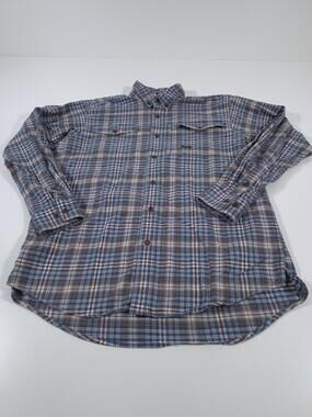 Ariat Rebar Shirt Mens M Blue Plaid Flannel Long Sleeve Button Up Workwear